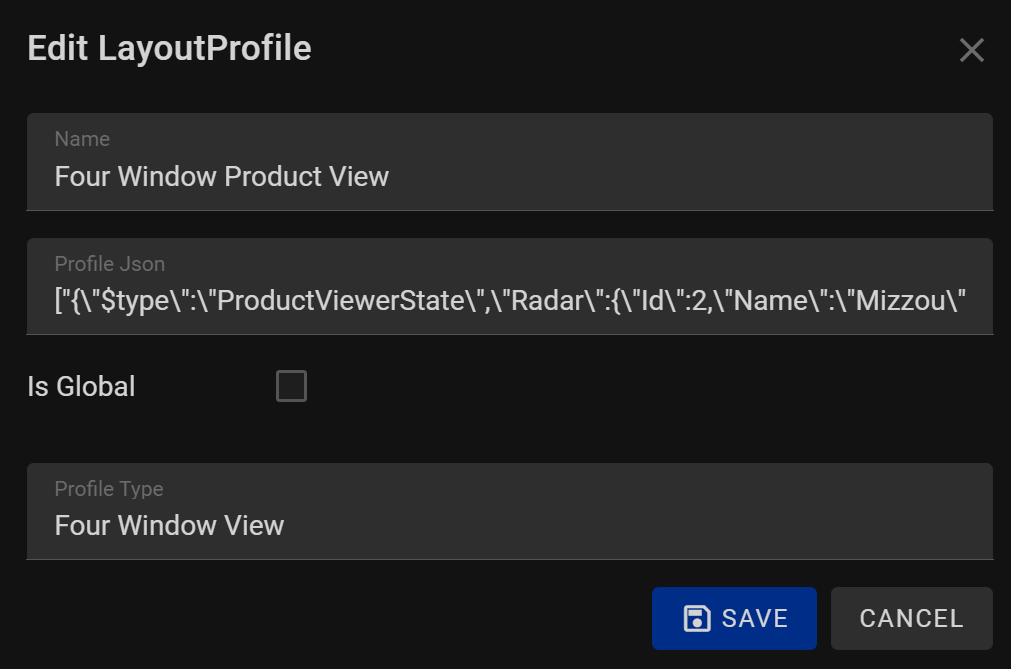 Edit Layout Profile