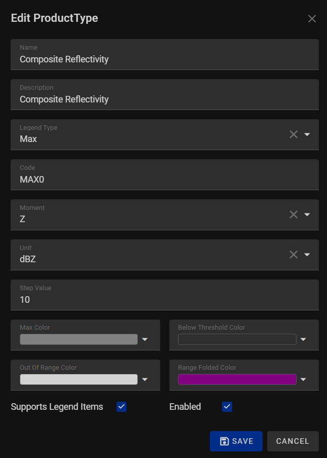 Product Type Edit
