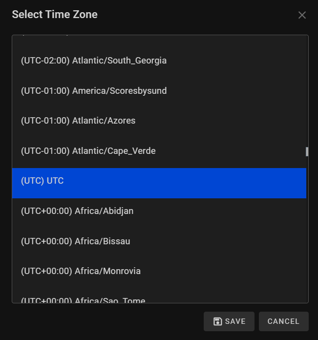 Select A Time Zone